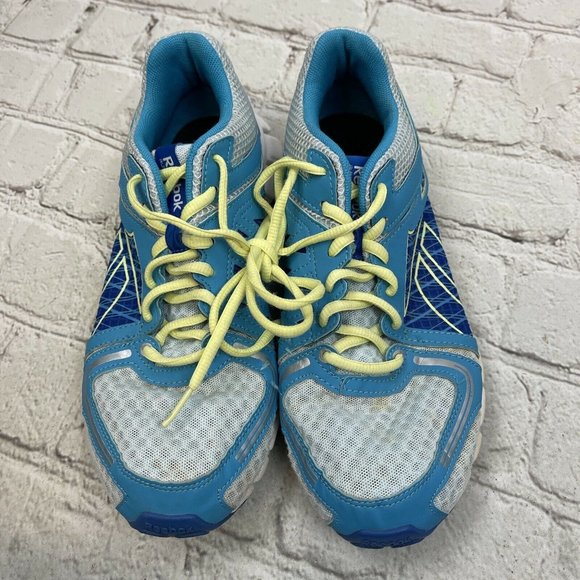 Reebok - Smoothflex Flyer Blue Lemon White Running Shoes - Women's 8.5 - V61472 - Picture 2 of 7
